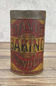 Davis OK Baking Powder Paper Label Tin