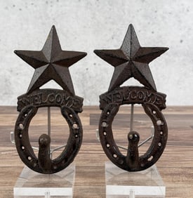Texas Star Welcome Cast Iron Wall Coat Hooks