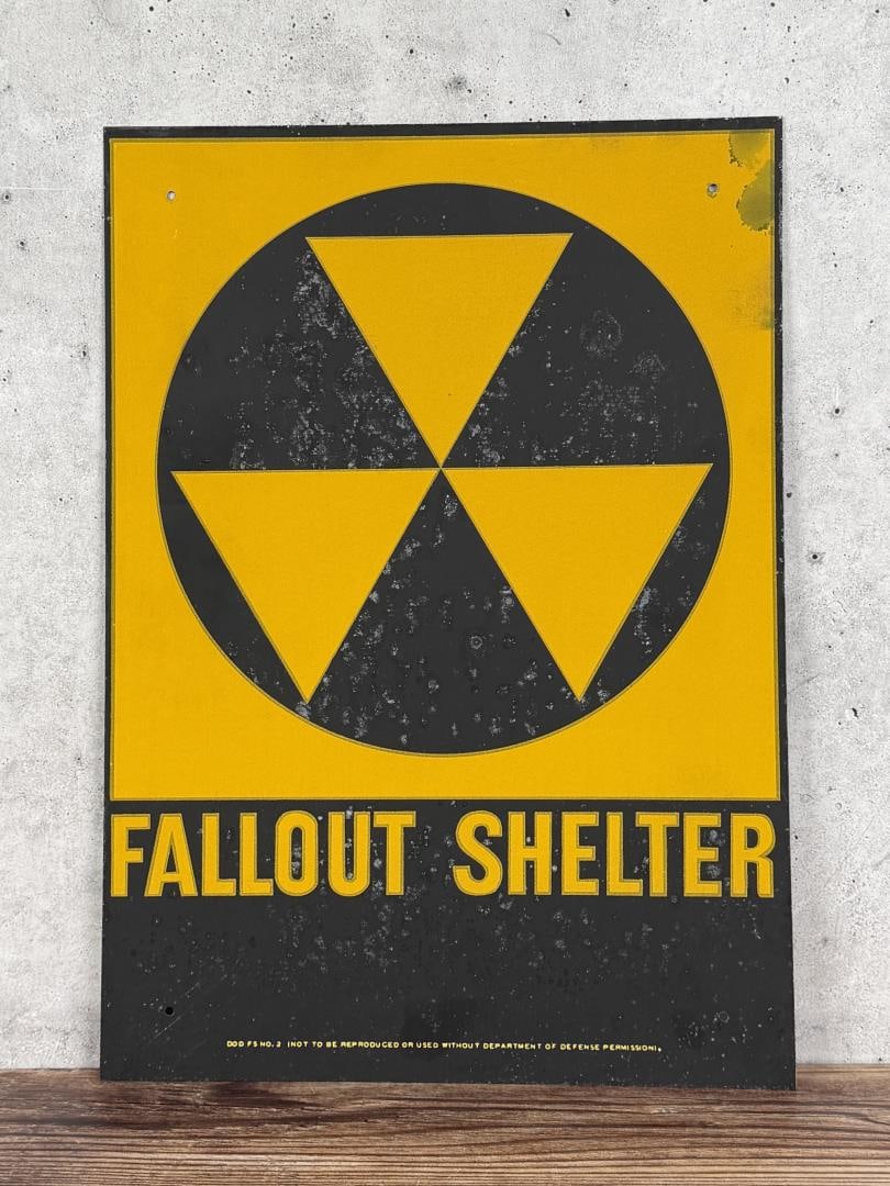US Department of Defense Fallout Shelter Sign: Vietnam War. 1963. Original. 10" by 14".