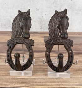 Cast Iron Western Horse Welcome Wall Coat Hooks
