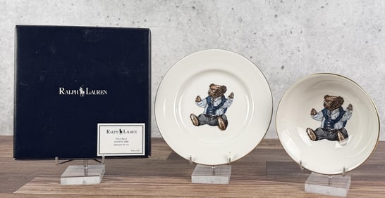 Ralph Lauren Polo Bear Dessert Plate & Bowl