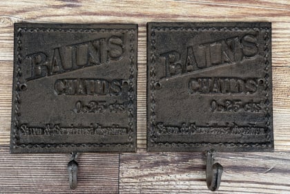 Pair Of French Cast Iron Bath Towel Hooks