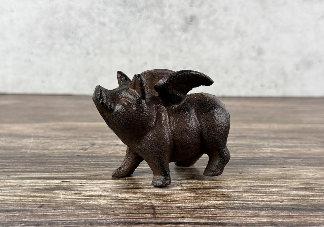 Cast Iron Flying Pig Figurine Paperweight (1 of 4)