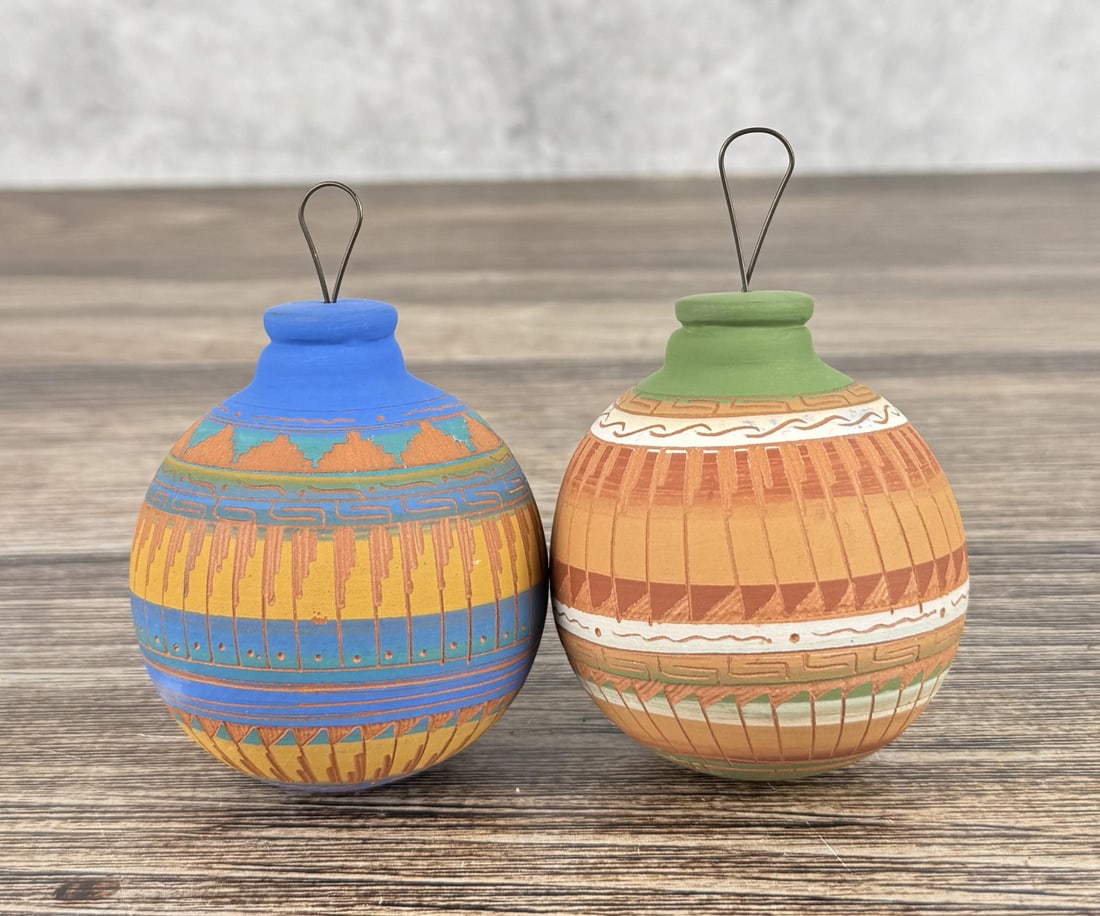 Carol Johnson Navajo Christmas Ornaments: 2 3/8" diameter.