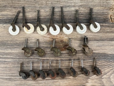 Collection of Porcelain and Brass Castors