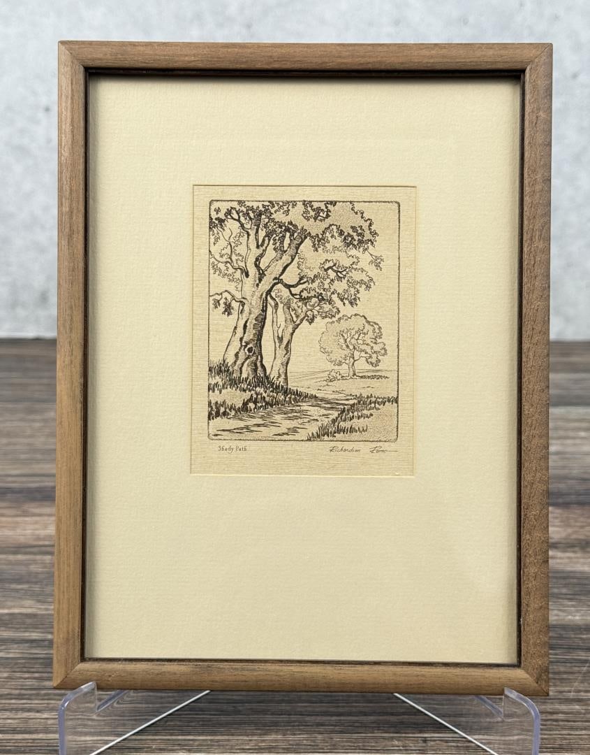 Richardson Rome Shady Path Etching: 3" by 3 3/4" unframed. 6 1/2" by 8 1/2".