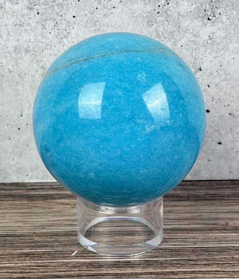 Amazonite Sphere Orb: 3 1/8" round. 731 grams.
