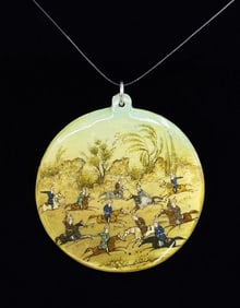 Mughal Persian Mini Painting On Shell Pendant