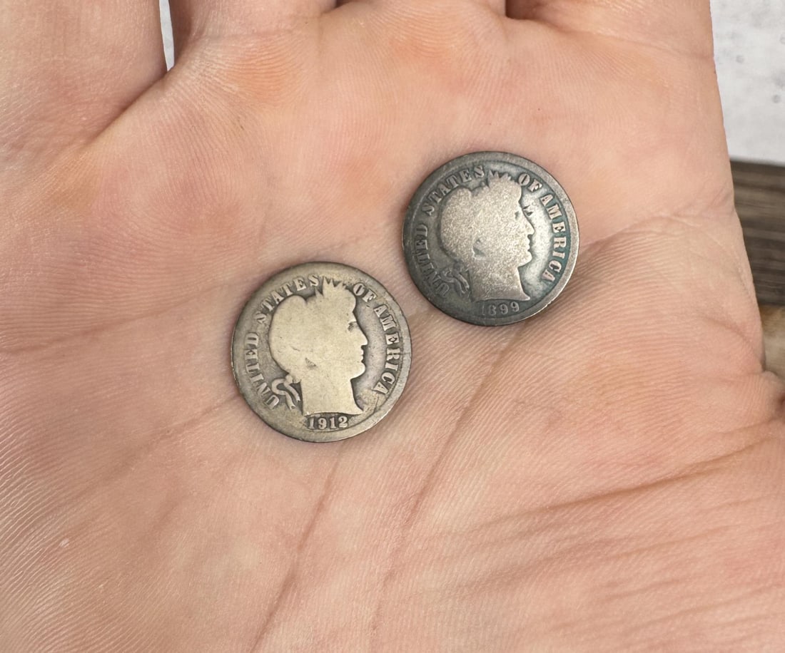 1899 1912 Barber Head Silver Dimes (1 of 3)