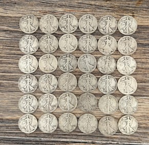 36 Walking Liberty Silver Half Dollars