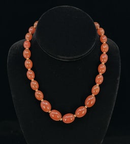 Carved Carnelian Bead Necklace