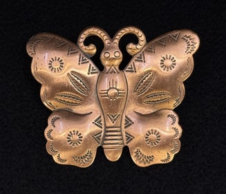 Navajo Trading Post Copper Butterfly Pin Brooch