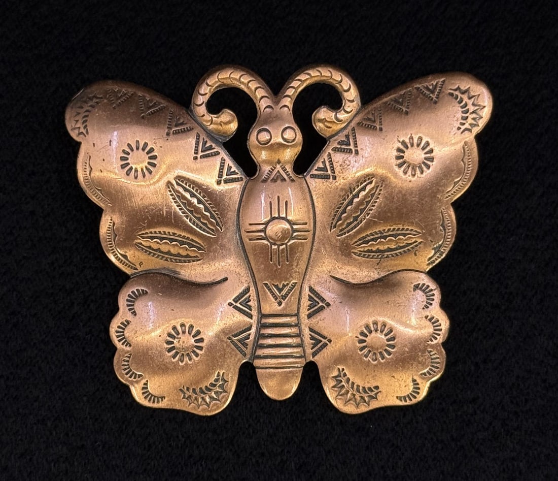 Navajo Trading Post Copper Butterfly Pin Brooch (1 of 3)
