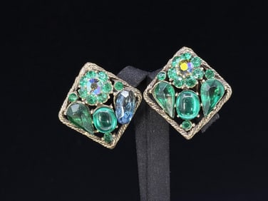 Weiss Rhinestone Costume Jewelry Earrings