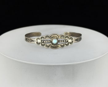 Old Pawn Navajo Sterling Silver Turquoise Bracelet