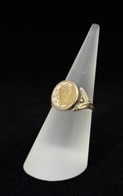 10K Gold California Gold Coin Indian Head Ring