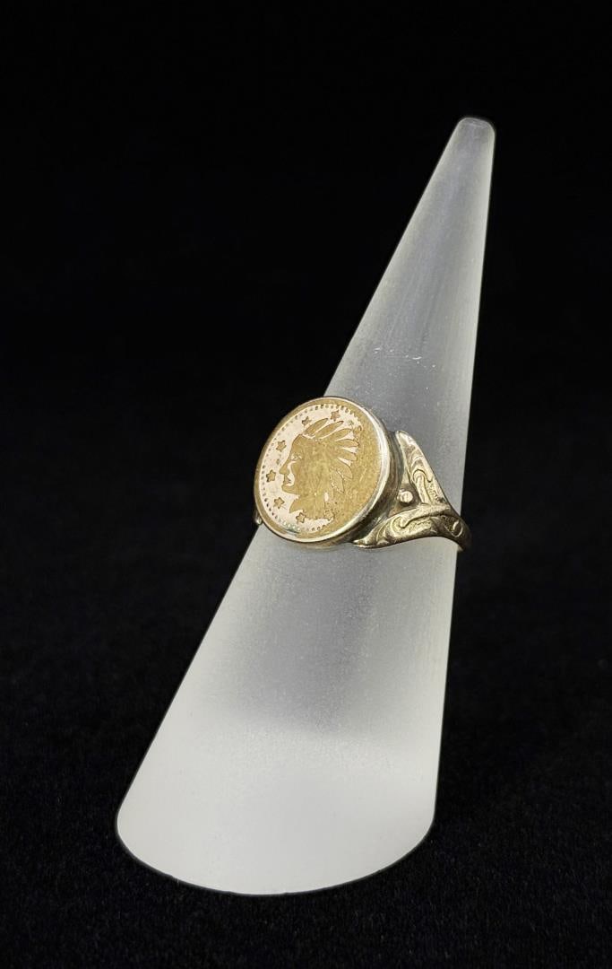 10K Gold California Gold Coin Indian Head Ring (1 of 4)