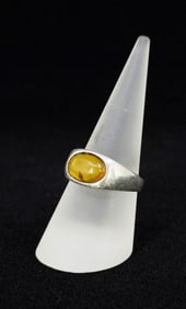 Sterling Silver Amber Ring