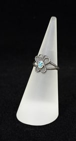 Zuni Chip Inlaid Turquoise Sterling Silver Ring