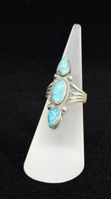 Old Pawn Navajo Sterling Silver Turquoise Ring