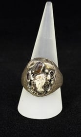 Navajo Sterling Silver Amber Buffalo Ring