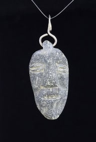 Alaskan Inuit Soapstone Carved Face Pendant