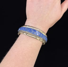 Joan Douglas Navajo Silver 10k Lapis Bracelet