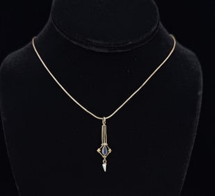 Victorian Sterling Lavalier Pendant Necklace