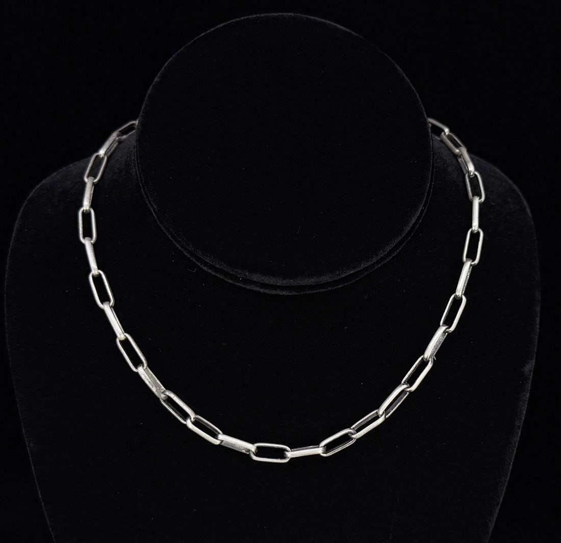 Navajo Sterling Silver Hand Cut Chain Necklace (1 of 4)