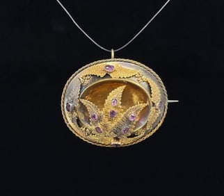 Victorian Gold on Silver Amethyst Brooch