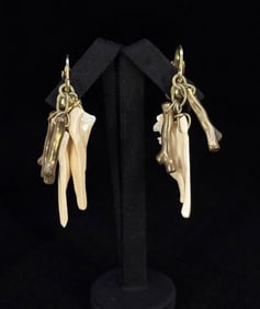 Bronze and White Branch Coral Earrings