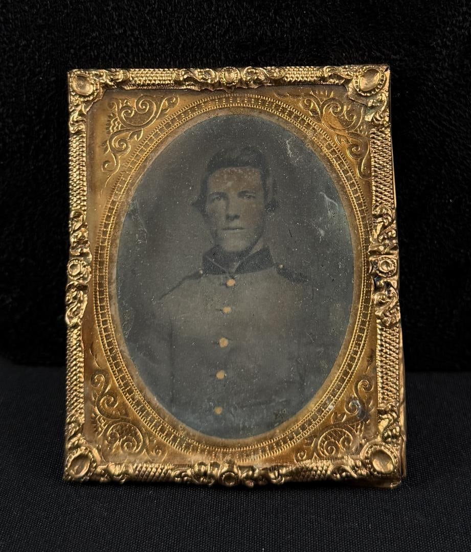 Civil War Soldier Tintype Photo: 2" by 2 1/4" in frame.