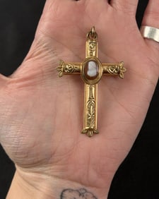Victorian Gold Filled Cameo Cross