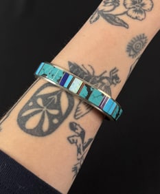 Grace Smith Navajo Inlaid Sterling Silver Bracelet