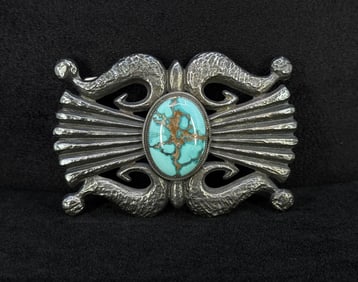 Rose Chee Navajo Sterling Turquoise Belt Buckle