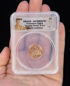 2009 P Lincoln Cent Double Pinky Error Coin