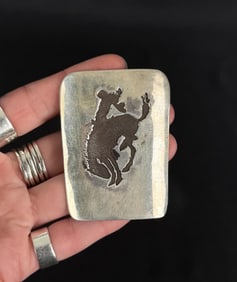 Fox Navajo Sterling Silver Bucking Bronco Bolo Tie