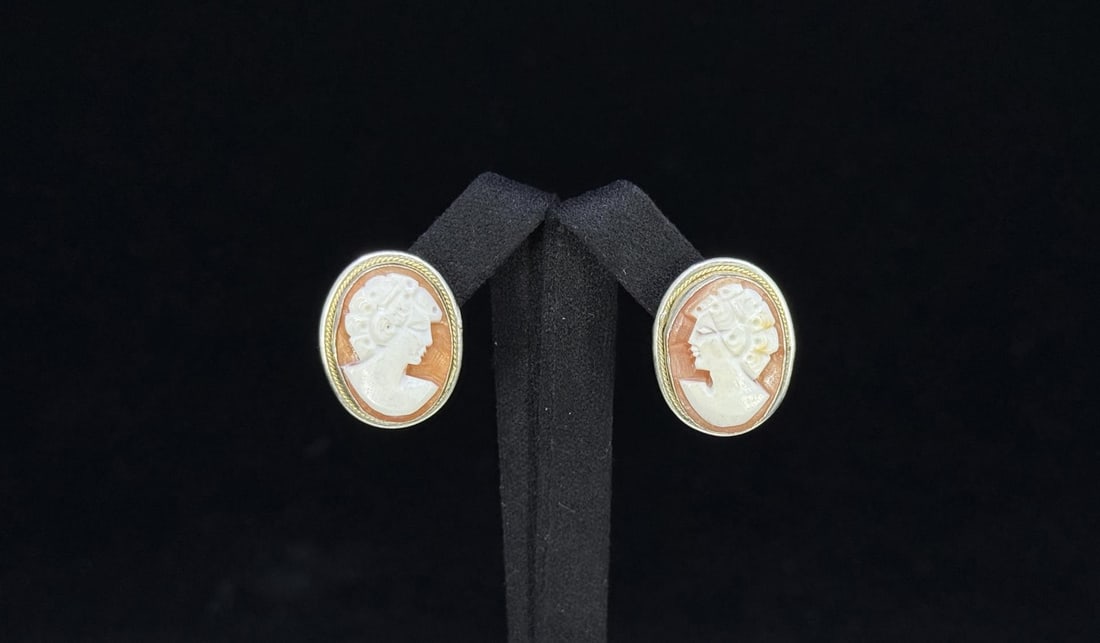 Sterling Silver Shell Cameo Earrings (1 of 4)
