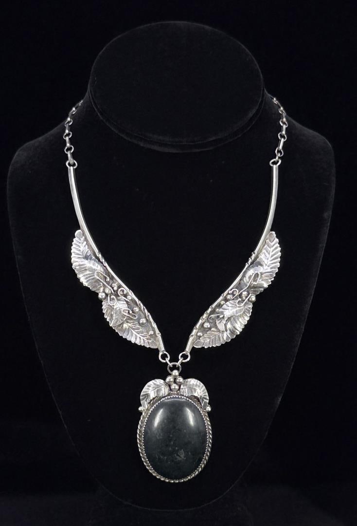 Charlene Dishta Zuni Sterling Silver Onyx Necklace (1 of 4)