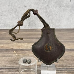 Antique Leather Powder Flask Shot Bag