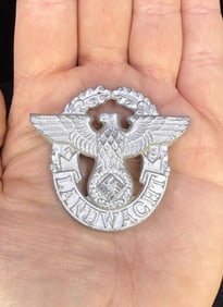 WW2 German Landwacht Visor Cap Eagle Badge