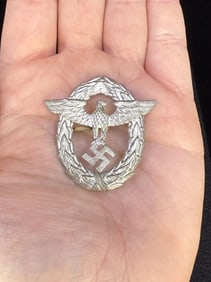 WW2 German Police Cap Eagle Hat Badge