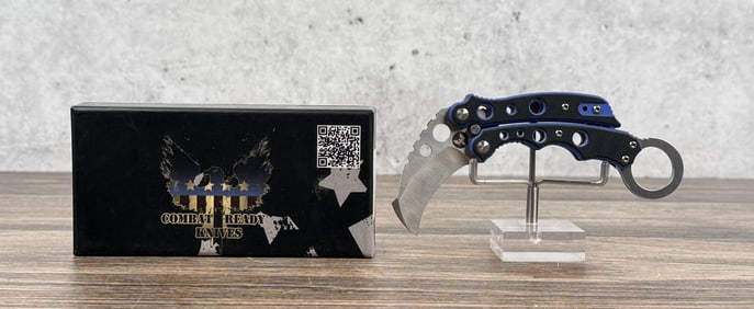 Combat Ready Blue Karambit Butterfly Knife