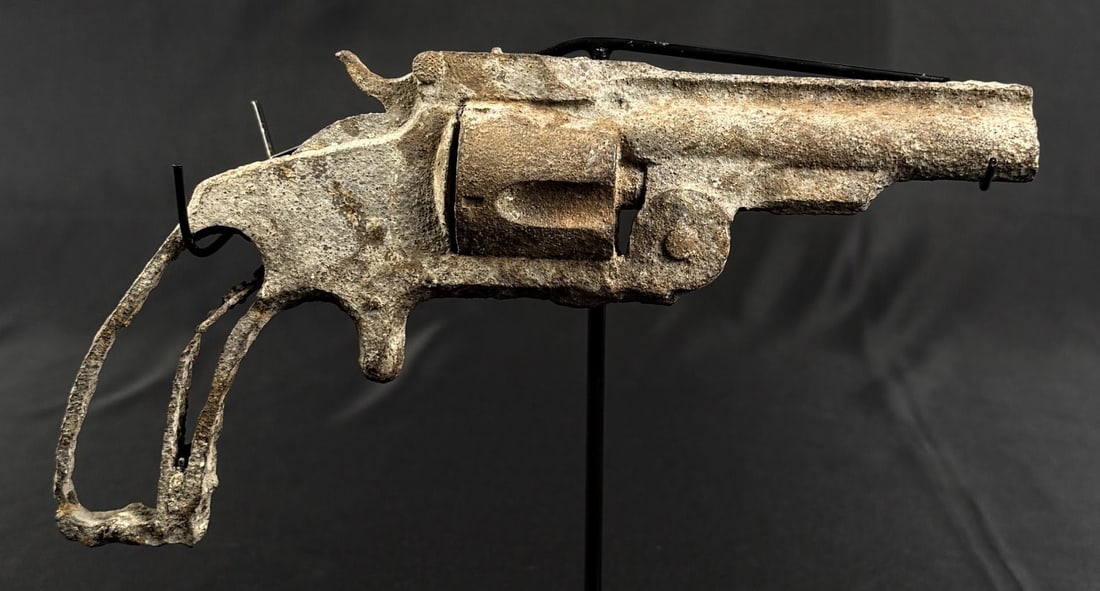 Montana Dug Smith & Wesson Top Break Revolver: Dug condition. Barrel is 3" Long. Antique, does not require FFL transfer. No international sales.