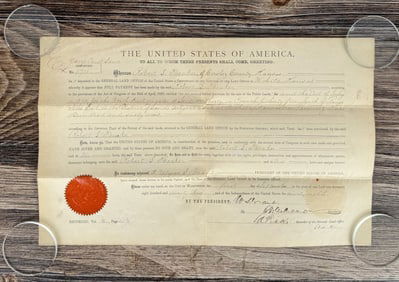 Osage Indian Land Grant Ulysses Grant Signed