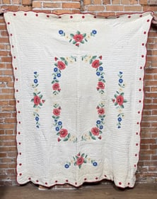 Antique Poppy Applique Quilt