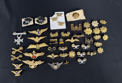 Collection of Military Pins Wings Badges