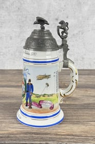 German Regimental Porcelain Lithophane Beer Stein
