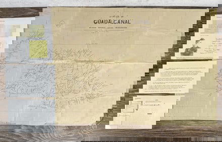 WW2 USMC Named Marine Corps Guadalcanal Map
