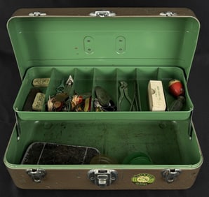 Vintage Fishing Tackle Box and Contents